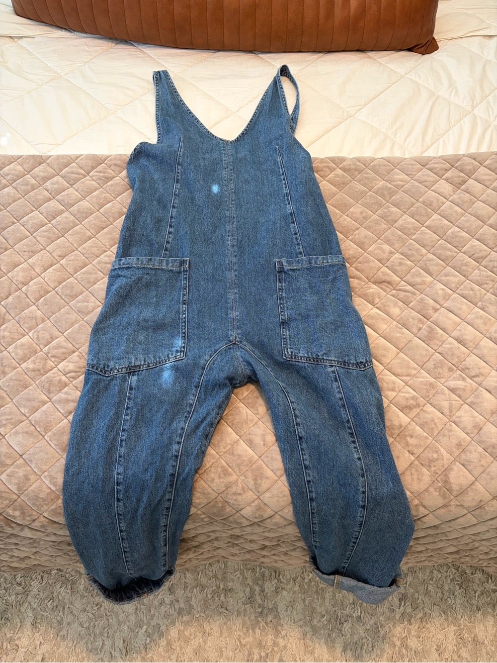 We The Free Womens Denim Overalls - Blue, Medium